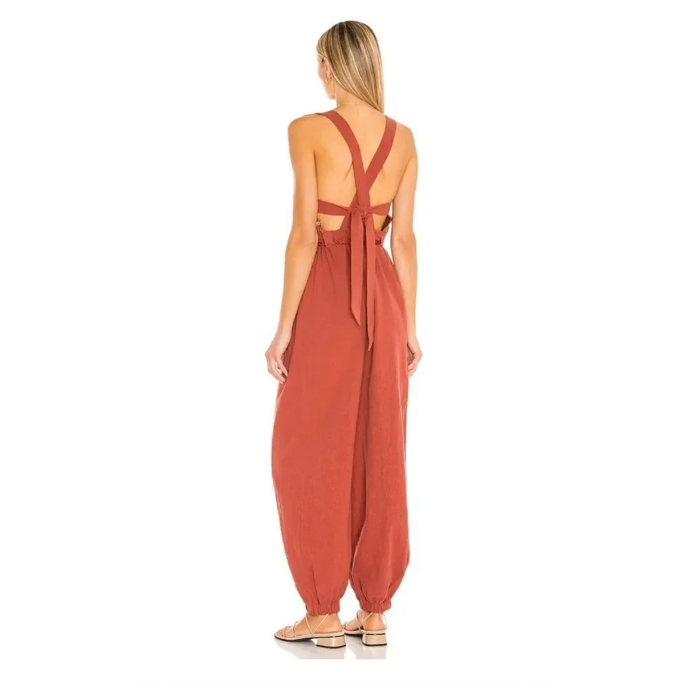 Free People - Sienna Smocked Jumpsuit in Sumac